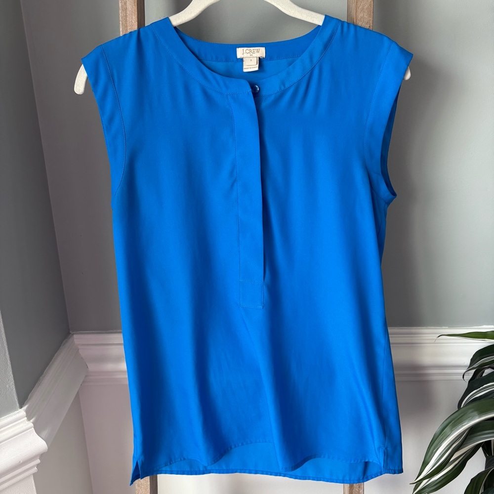 J Crew Factory Royal Blue Sleeveless Blouse Size 0 - 1674
